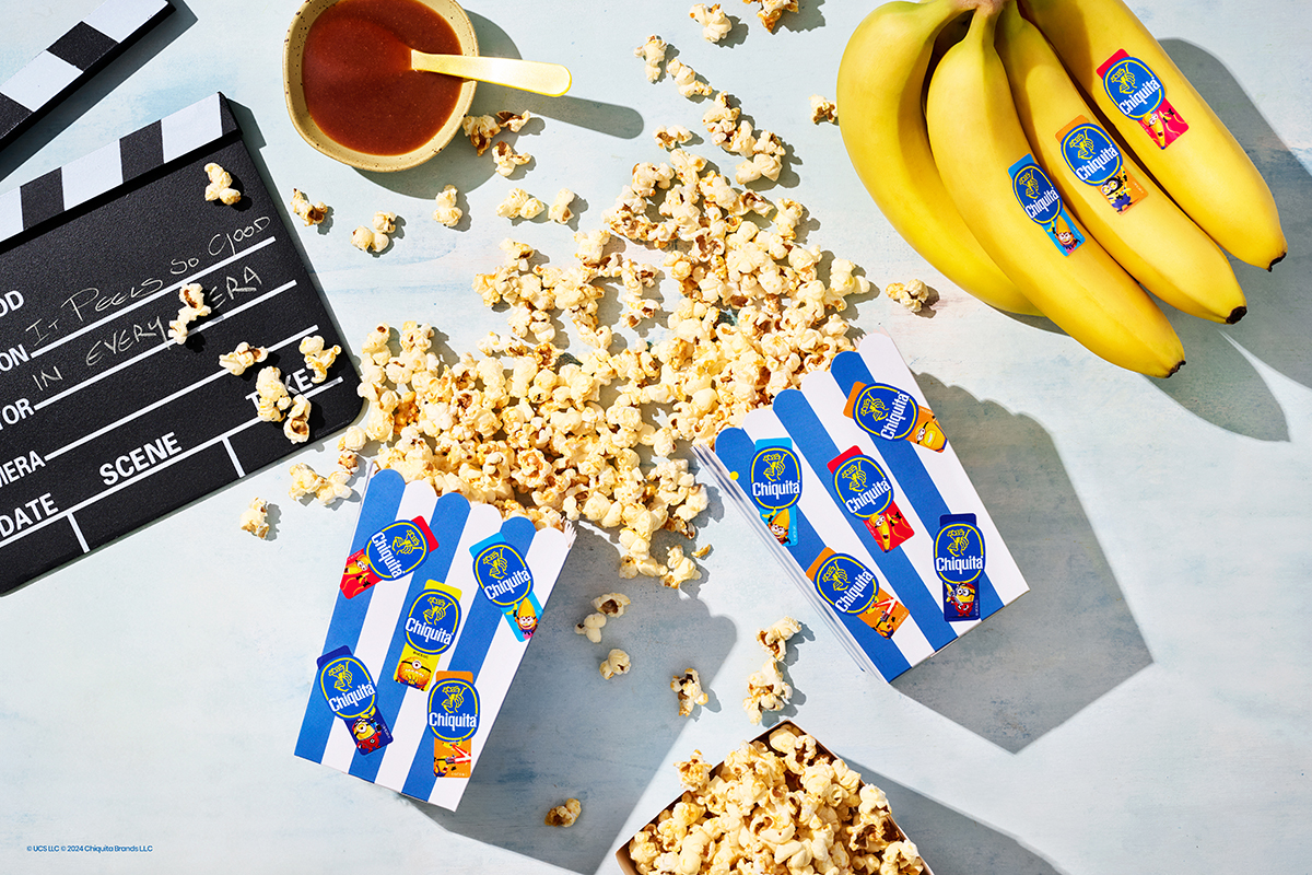 Chiquita-banaani popcornin, banaani karamellikastikkeen ja merisuolan kanssa